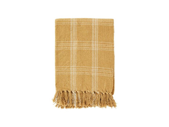 Madam Stoltz - Koc Checked Bawełna 125x175 cm Kategoria Koce i pledy Kolor Żółty