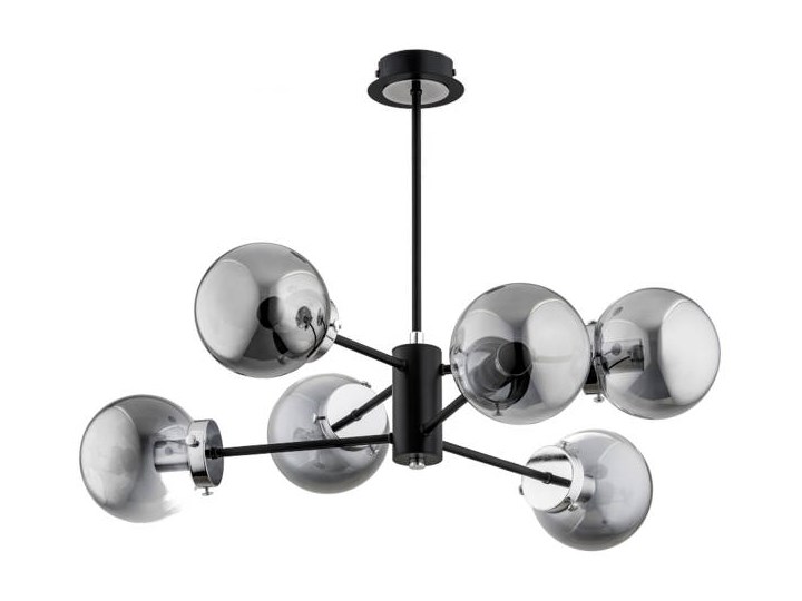 Nowoczesna lampa sufitowa KRAB BLACK OP. OŚW. 6 PŁ Chrom Lampa z kloszem Stal Metal Pomieszczenie Salon