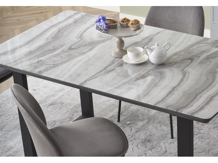 Rozkładany stół w stylu industrialnym Marley w optyce marmuru Metal Stal Wysokość 60 cm Szkło Szerokość 160 cm Szerokość 90 cm Długość 200 cm Płyta MDF Szerokość 110 cm Długość 160 cm Długość 110 cm Styl Nowoczesny