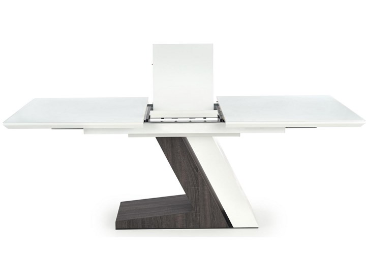 Nowoczesny stół na dwukolorowej podstawie Mortis Płyta MDF Rozkładanie Wysokość 60 cm Drewno Szerokość 90 cm Szerokość 160 cm Długość 200 cm Długość 160 cm Kategoria Stoły kuchenne