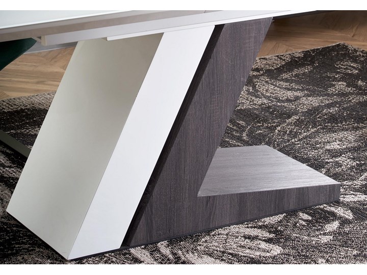 Nowoczesny stół na dwukolorowej podstawie Mortis Płyta MDF Długość 160 cm Szerokość 160 cm Drewno Wysokość 60 cm Długość 200 cm Szerokość 90 cm Rozkładanie Rozkładanie Rozkładane