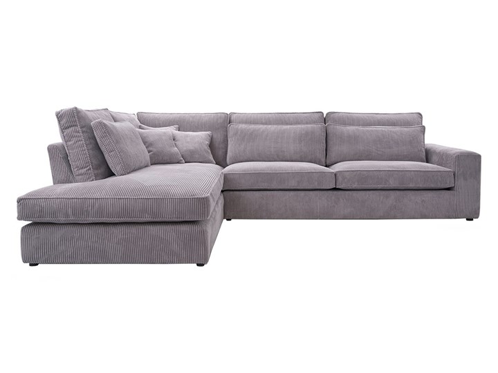 Nowoczesny narożnik nierozkładany z miękkimi poduszkami do salonu - CARDI Prawostronne Głębokość 224 cm Wysokość 89 cm Materiał obicia Tkanina Lewostronne Materiał obicia Sztruks