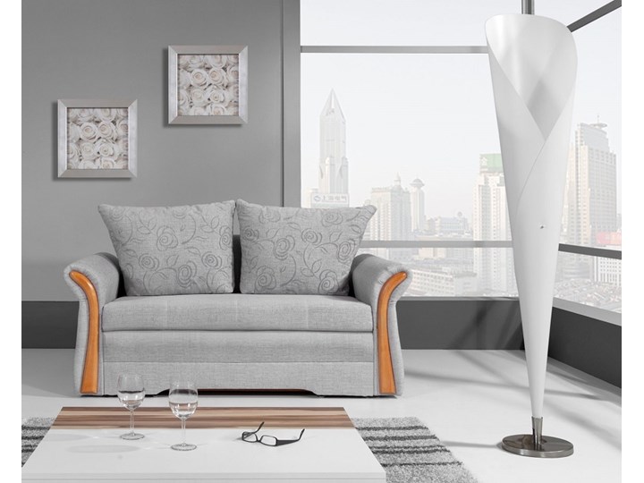 Szara sofa rozkładana NATA 155x95 z pojemnikiem do salonu Głębokość 95 cm Funkcje Z funkcją spania Szerokość 118 cm Szerokość 155 cm Stała konstrukcja Boki Z bokami