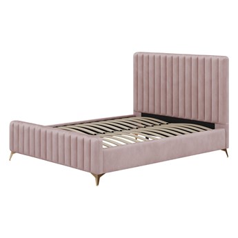 Łóżko welurowe 160x200 w stylu Glamour BELANIA (VFB-02) / Różowy