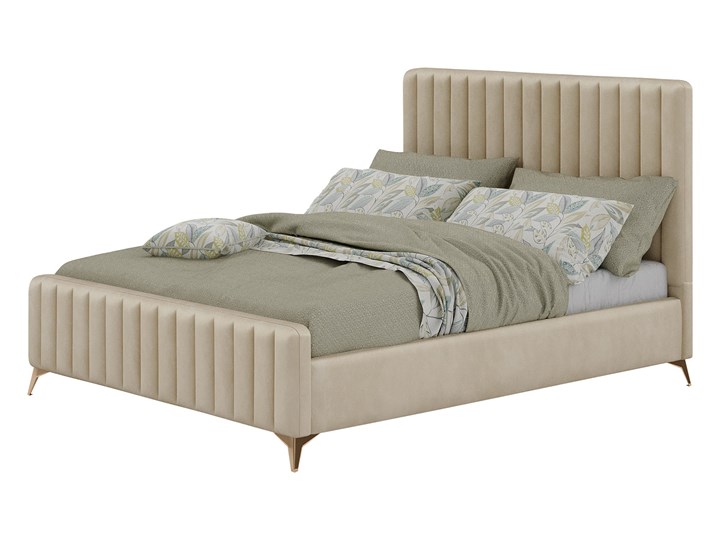 Łóżko Glamour 140x200 (VFB-02) / Welur - Beż Tkanina Drewno Metal Rozmiar materaca 140x200 cm
