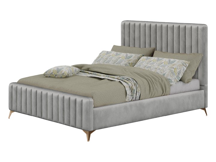 Łóżko Glamour 160x200 BELANIA (VFB-02) / Szary Drewno Metal Welur Rozmiar materaca 160x200 cm Łóżko tapicerowane Styl Nowoczesny