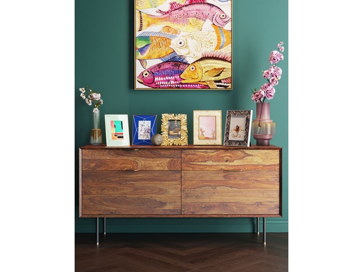 Ramka na zdjęcia Chevron 21x26 cm brązowa Pomieszczenie Salon Kolor Złoty