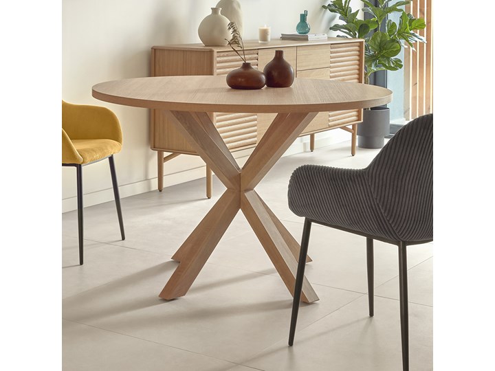 Stół okrągły Full Argo drewniany Ø 119 cm Drewno Średnica 120 cm Płyta MDF Liczba miejsc Do 6 osób