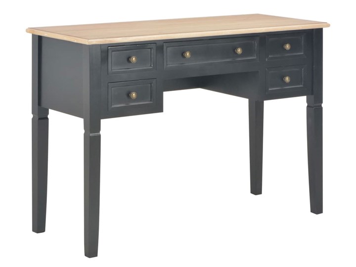 Czarne minimalistyczne biurko do gabinetu - Marshal Stal Głębokość 42 cm Sosna Drewno Styl Nowoczesny Płyta MDF Kolor Czarny