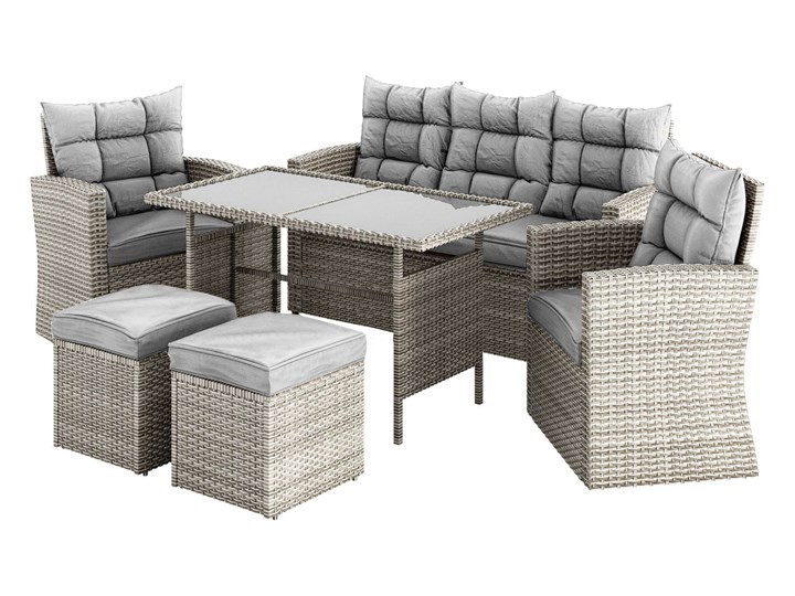 MEBLE OGRODOWE DLA 7 OSÓB RATTAN 1090 JASNY POPIEL ( MOULD ) Technorattan Zestawy obiadowe Zestawy wypoczynkowe Zawartość zestawu Sofa