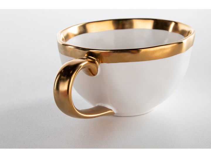 Filiżanka ze spodkiem porcelanowa biała 15x11 cm Filiżanka do kawy Kolor Biały Ceramika Filiżanka do herbaty Porcelana Kategoria Filiżanki