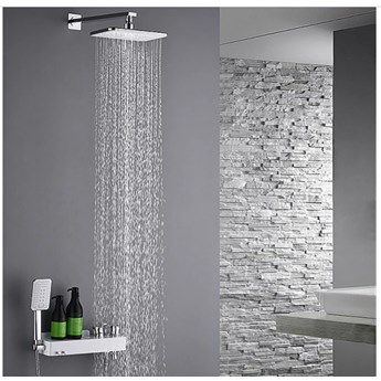 ZESTAW PRYSZNICOWY NATYNKOWY Z DESZCZOWNICĄ , BATERIA PRYSZNICOWA , WHITE CHROME