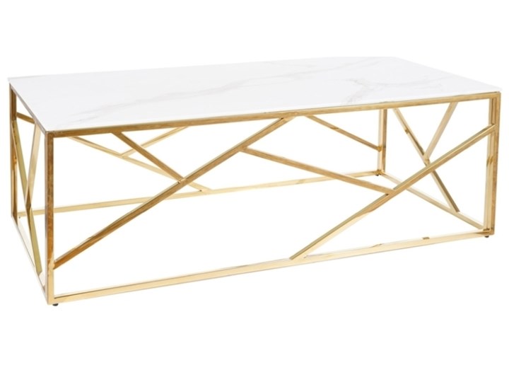 SELSEY Stolik kawowy Landile 120x60 cm z blatem imitującym marmur Szkło Stal Wysokość 40 cm Metal Funkcje Z regulacją wysokości