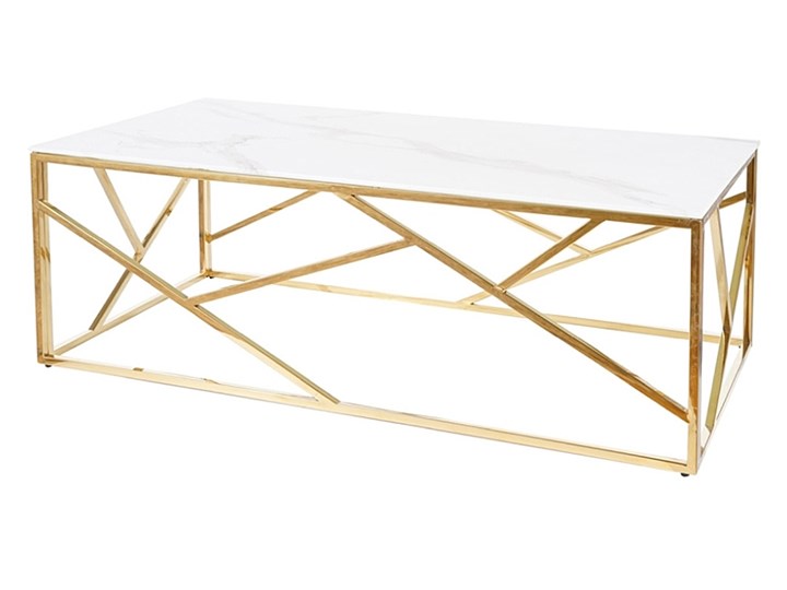 SELSEY Stolik kawowy Landile 120x60 cm z blatem imitującym marmur Stal Szkło Wysokość 40 cm Metal Rozmiar blatu 60x120 cm Kształt blatu Prostokątne