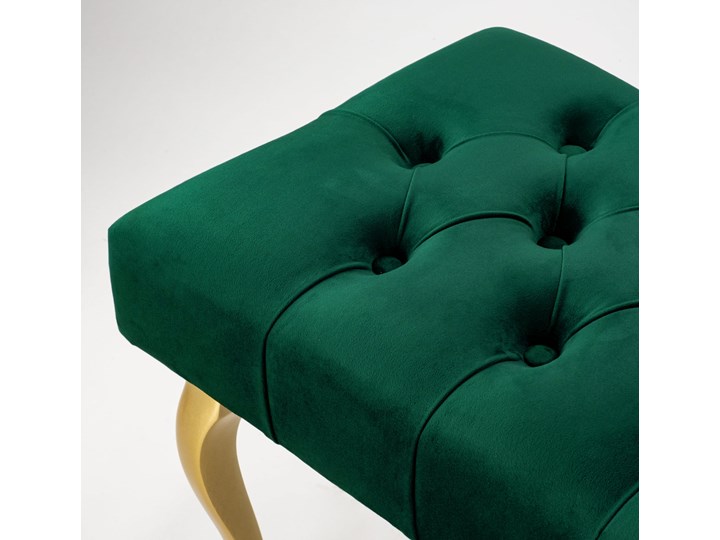 Ławka pikowana Chesterfield - Złota Butelkowa Zieleń Materiał nóżek Drewno Kolor Złoty