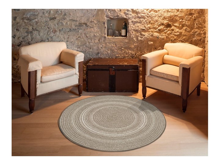 Beżowy dywan odpowiedni na zewnątrz Universal Silvana Rutto, ⌀ 120 cm 120x120 cm Pomieszczenie Salon Syntetyk Dywany Okrągły Kategoria Dywany