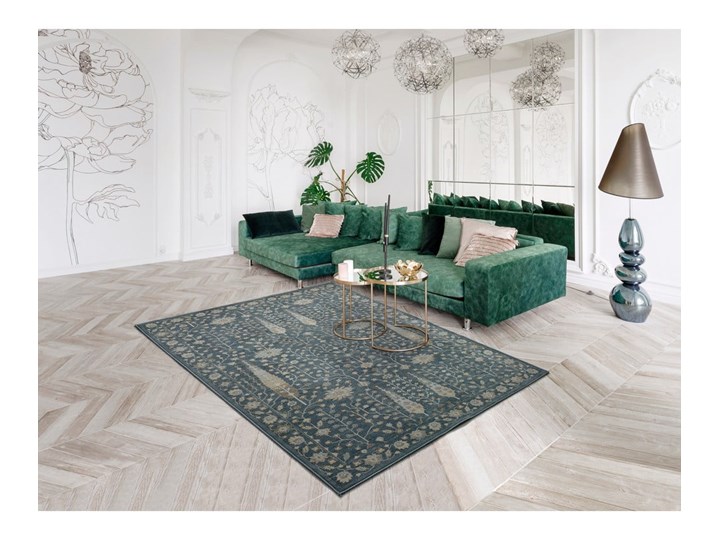 Niebieski dywan z wiskozy Universal Vintage Flowers, 160x230 cm Wełna Dywany Bawełna Prostokątny Chodniki Wiskoza Pomieszczenie Salon