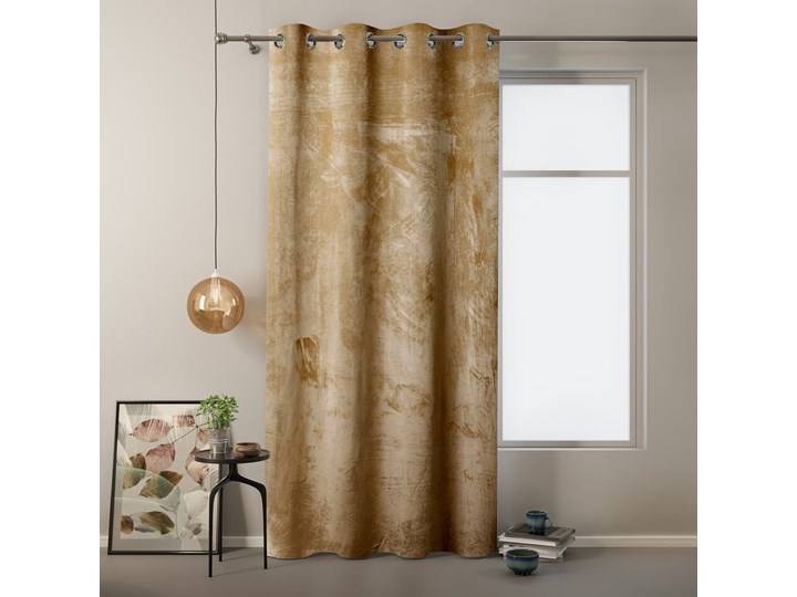 Musztardowa zasłona z aksamitną powierzchnią AmeliaHome Velvet, 140x245 cm Mocowanie Kółka Poliester Bawełna Typ Zasłony gotowe