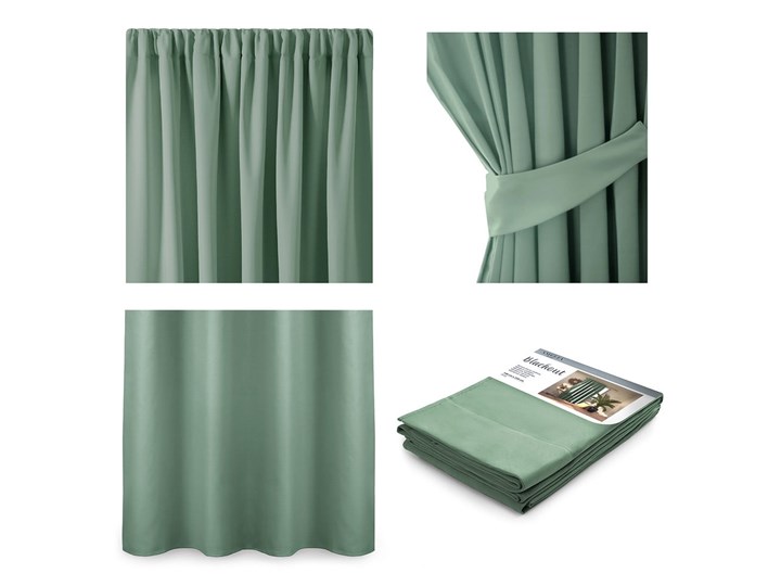 Zielona zasłona AmeliaHome Mint, 140x245 cm Poliester Kolor Zielony
