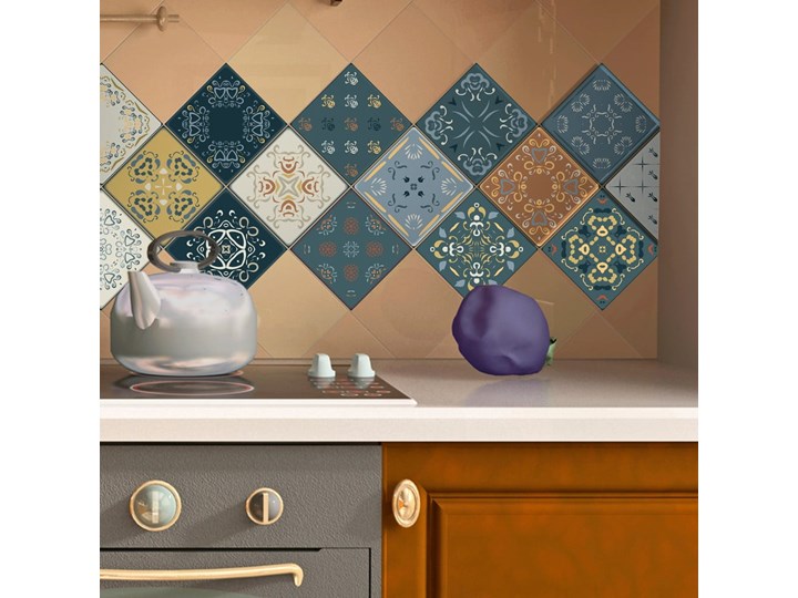 Zestaw 15 naklejek ściennych Ambiance Wall Stickers Tiles Azulejos Rio Cuarto, 15x15 cm Wzór Geometria Na ścianę Kategoria Naklejki