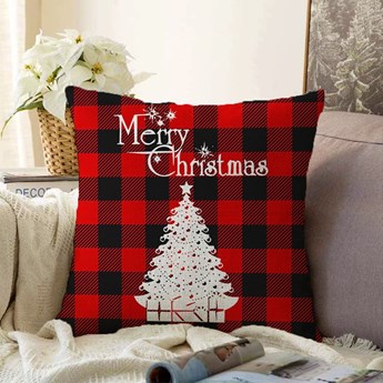 Świąteczne szenilowe poszewki na poduszki Minimalist Cushion Covers Christmas Tartan, 55x55 cm