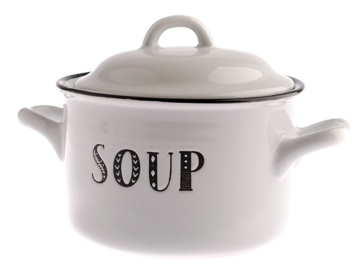 Biały ceramiczny garnek z pokrywką Dakls Soup, 920 ml