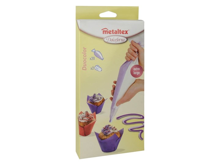 Komplet 20 rękawów cukierniczych z 2 nakładkami Metaltex Cake Maker, 41x26 cm Kategoria Dekoracja wypieków