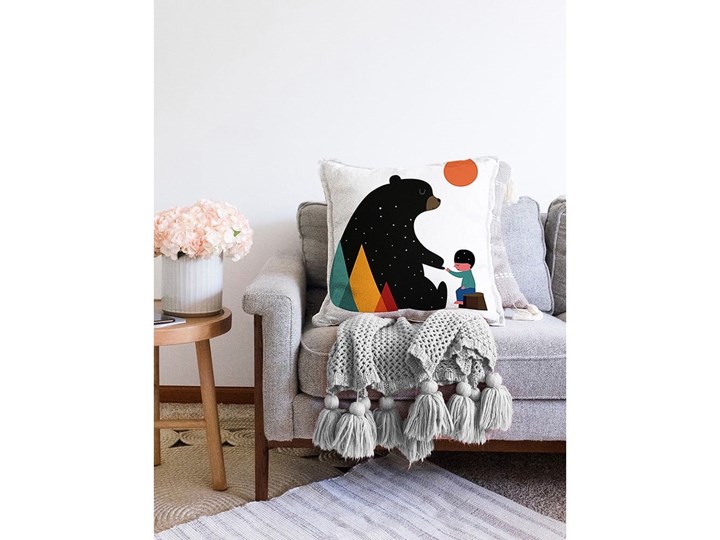 Poszewka na poduszkę z domieszką bawełny Minimalist Cushion Covers Bear, 55x55 cm Bawełna Poszewka dekoracyjna Poliester Pomieszczenie Salon Pomieszczenie Sypialnia
