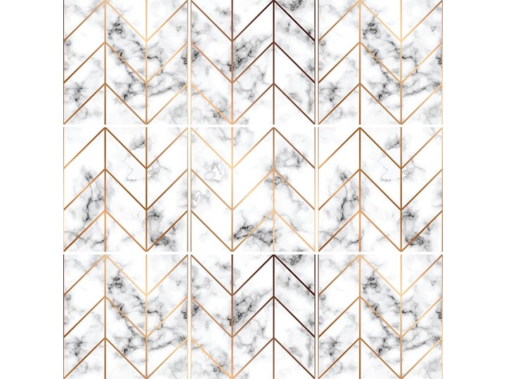 Komplet 9 naklejek ściennych Ambiance Marble and Gold Line, 10x10 cm Na ścianę Kolor Złoty Wzór Geometria