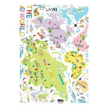 Zestaw naklejek ściennych Ambiance World Map for Children