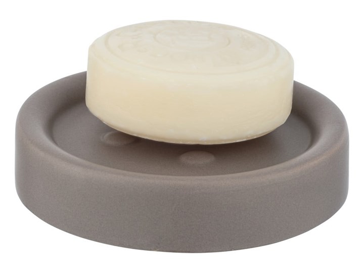 Matowa szarobeżowa ceramiczna mydelniczka Wenko Polaris Mydelniczki Ceramika Kolor Beżowy