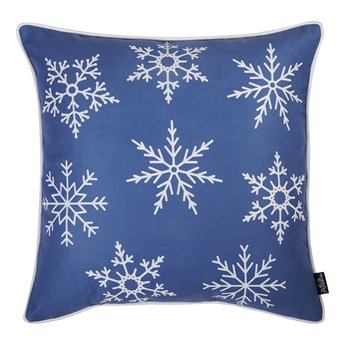 Niebieska poszewka na poduszkę ze świątecznym motywem Mike & Co. NEW YORK Honey Snowflakes, 45x45 cm