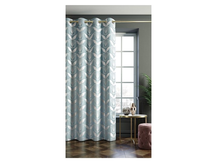 Szara zasłona AmeliaHome Floris, 140x250 cm Poliester Wzór Nadruk