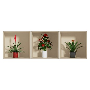 Zestaw 3 naklejek ściennych 3D Ambiance Flower