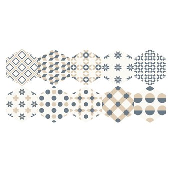 Zestaw 10 naklejek podłogowych Ambiance Hexagons Gotzone, 20x18 cm