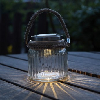 Szklany solarny lampion LED Star Trading Jamjar, wys. 11,5 cm