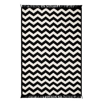 Czarno-biały dywan dwustronny Zig Zag 80x150 cm