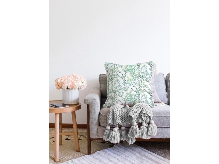 Beżowo-zielona poszewka na poduszkę z domieszką bawełny Minimalist Cushion Covers Twiggy, 55x55 cm Bawełna Poszewka dekoracyjna Poliester Kolor Zielony