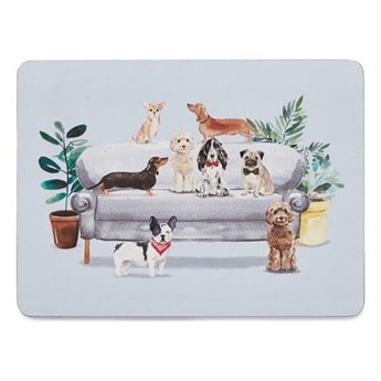 Zestaw 4 korkowych mat stołowych 21.5x29 cm Cooksmart ® Curious Dogs