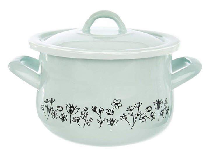 Miętowy emaliowany garnek z pokrywką Orion Meadow, 2,2 l