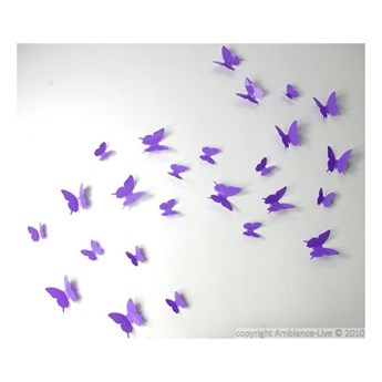 Zestaw 12 naklejek Ambiance Purple Butterflies