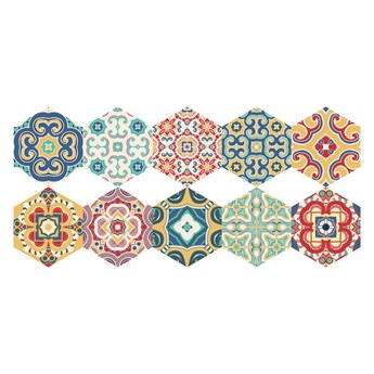Zestaw 10 naklejek na podłogę Ambiance Floor Stickers Hexagons Lorena, 40x90 cm