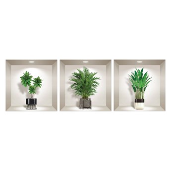 Komplet 3 naklejek ściennych 3D Ambiance Indoor Plants