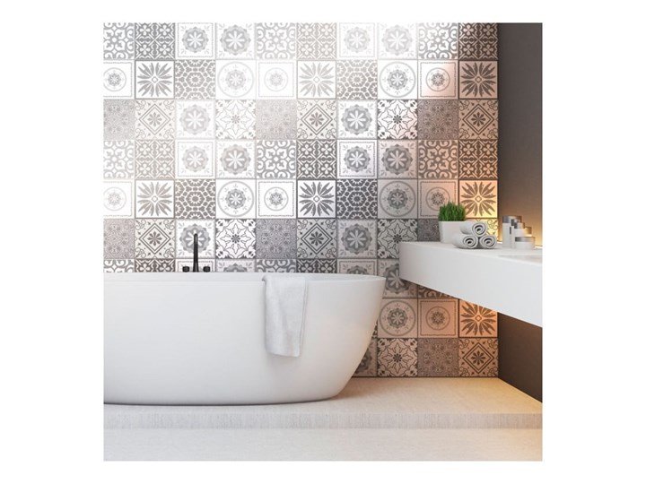 Zestaw 12 naklejek ściennych Ambiance Cement Tiles Shades of Gray Cordoba, 10x10 cm Wzór Geometria Na ścianę Kategoria Naklejki