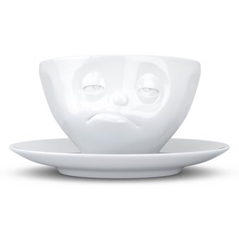 Biała porcelanowa nadąsana filiżanka ze spodkiem 58products