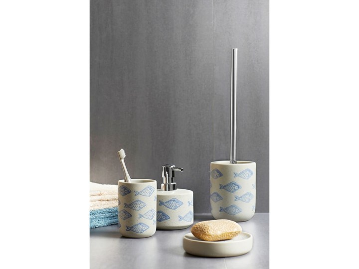 Biało-niebieska ceramiczna mydelniczka Wenko Aquamarin Mydelniczki Kolor Ceramika Kolor Biały