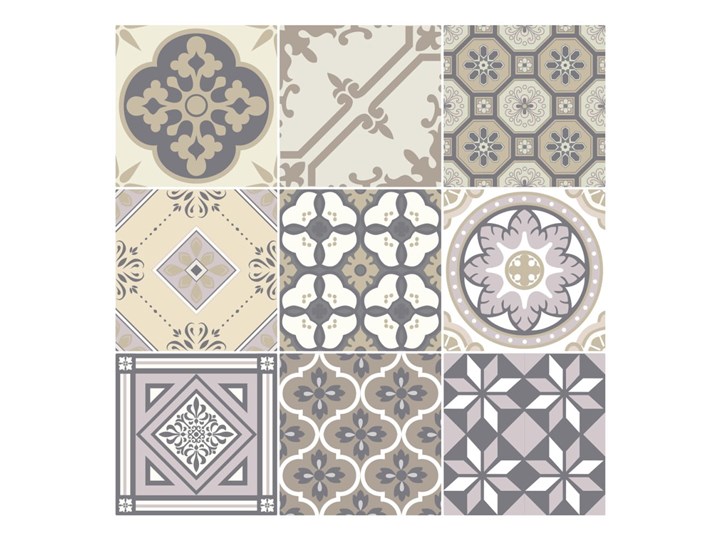 Zestaw 9 naklejek Ambiance Decals Country Tiles, 10x10 cm Na ścianę Wzór Geometria