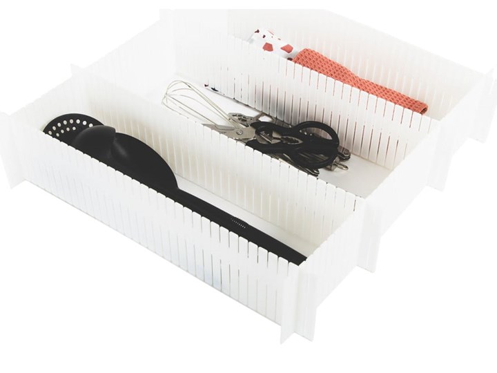 Zestaw 6 białych rozdzielaczy do szuflady Compactor Drawer Dividers Kategoria Organizery do szaf