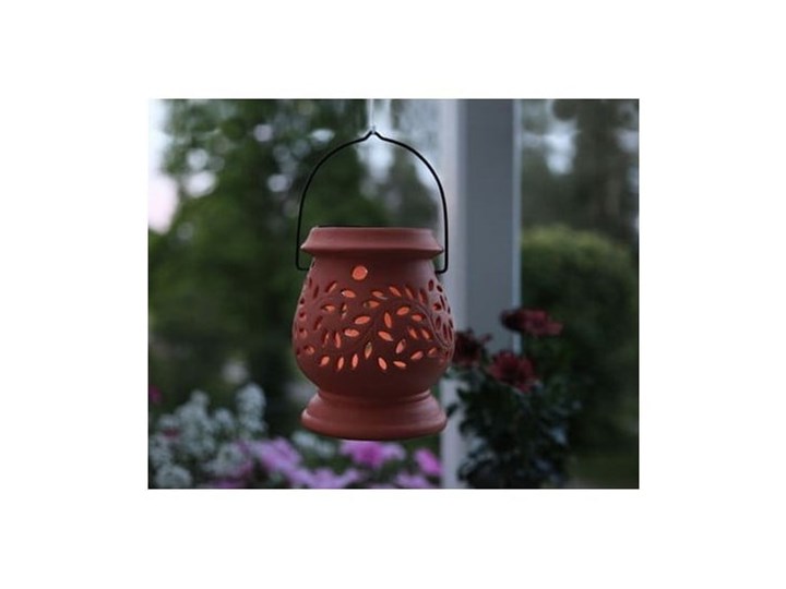 Czerwony lampion ogrodowy LED Star Trading Clay Terracotta, wys. 14 cm Kolor Czarny