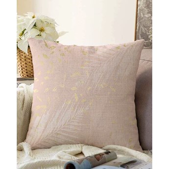 Jasnoróżowa poszewka na poduszkę z domieszką bawełny Minimalist Cushion Covers Leaves, 55x55 cm